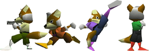 Fox's colour changes from the original Japanese Super Smash Bros. Dojo website. Original .gif with transparent background.