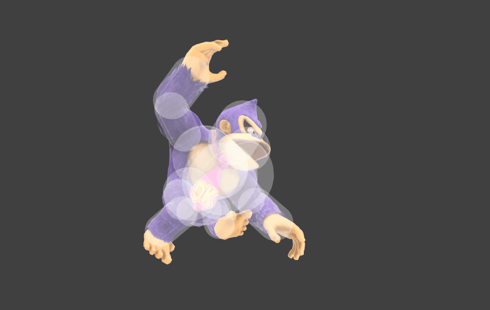 Hitbox visualization for Donkey Kong's grounded Hand Slap