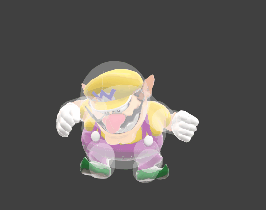 Hitbox visualization for Wario's neutral aerial