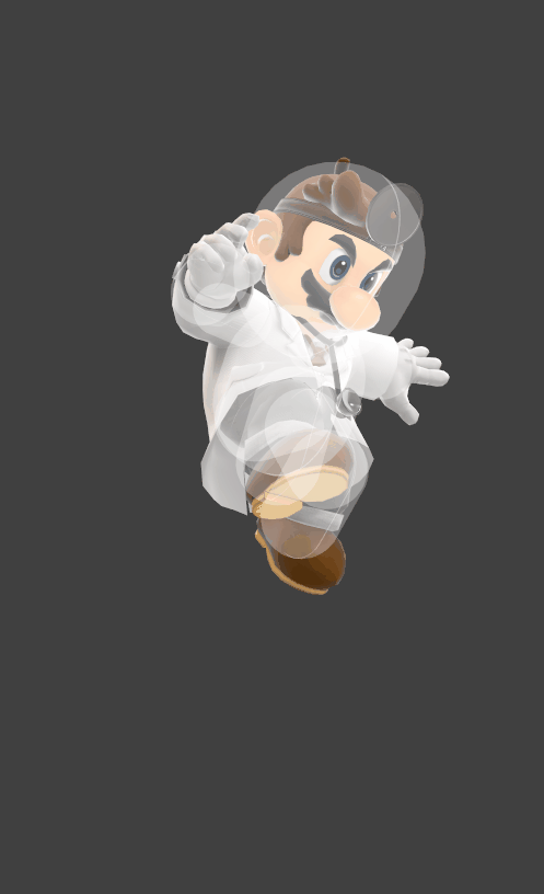 Hitbox visualization for Dr. Mario's down aerial.