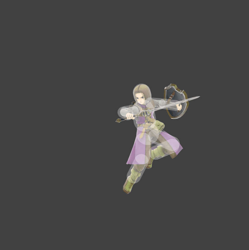Hitbox visualization for Hero's back aerial