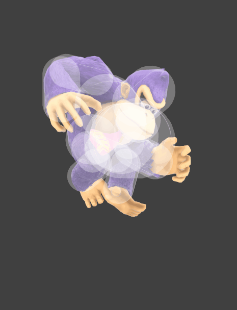 Hitbox visualization for Donkey Kong's down aerial