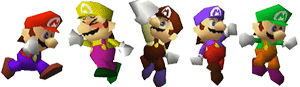 Mario's colour changes from the original Japanese Super Smash Bros. Dojo website. Original .gif with transparent background.
