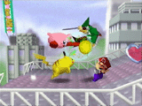 Mario Link Kirby Pikachu SSB64.gif