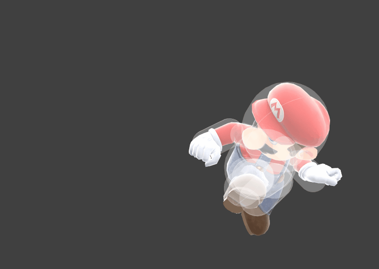Hitbox visualization for Mario's back aerial