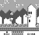 Screenshot of Whispy Woods' apple attack from Kirby's Dreamland