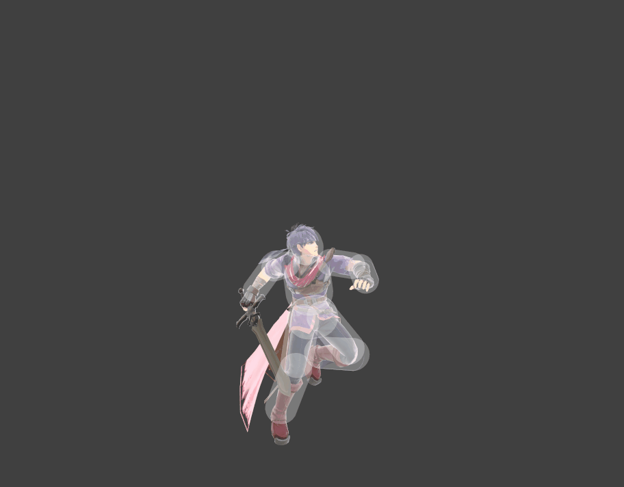 Hitbox visualization for Ike's up aerial