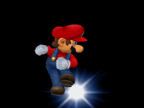 Mario's forward roll animation in Melee.