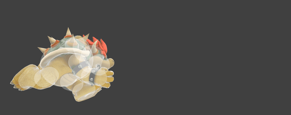 Hitbox visualization for Bowser's dash attack