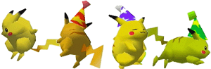 Pikachu's colour changes from the original Japanese Super Smash Bros. Dojo website. Original .gif with transparent background.