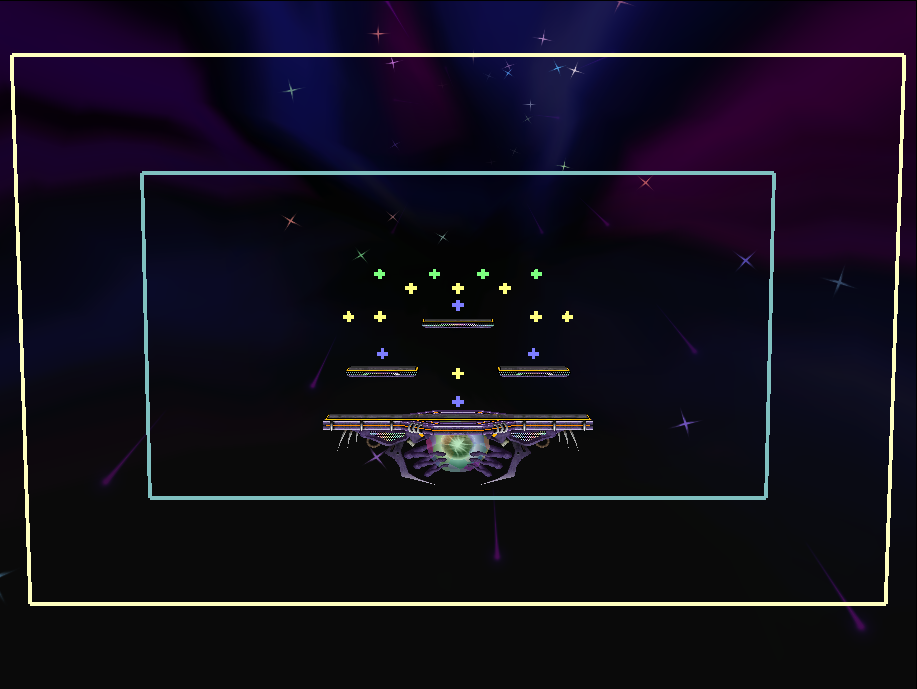 Melee's Battlefield showing the four blast lines (yellow).