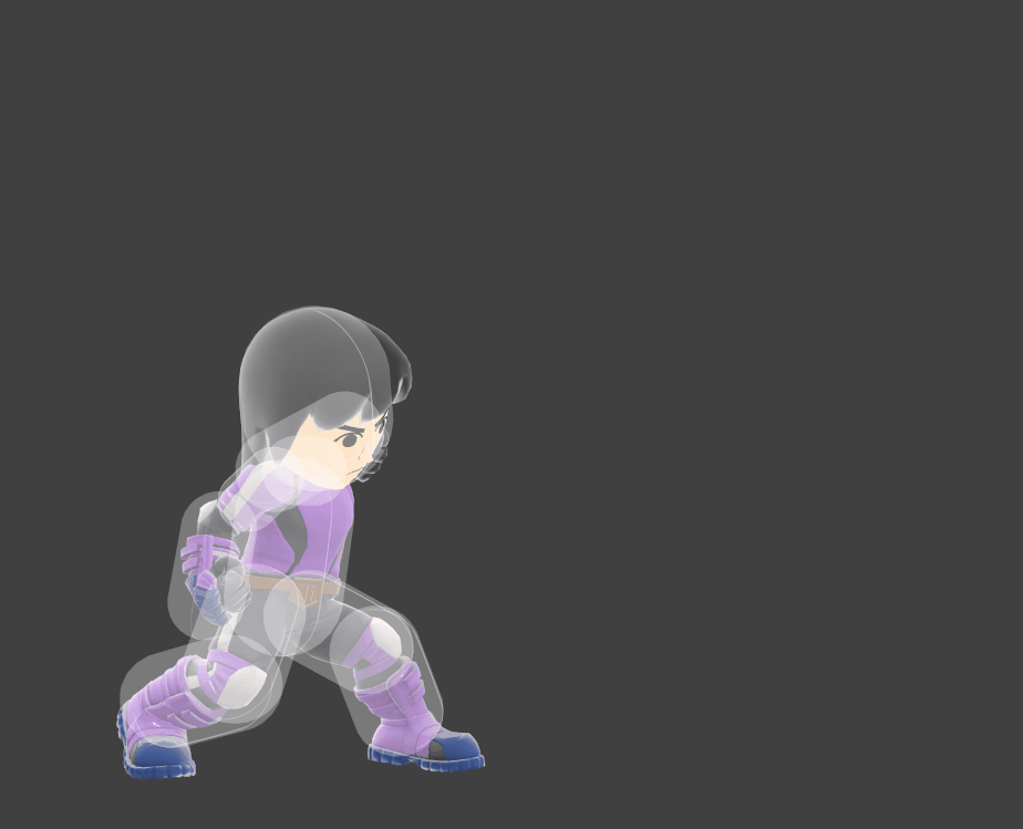Hitbox visualization for Mii Brawler's grounded Flashing Mach Punch