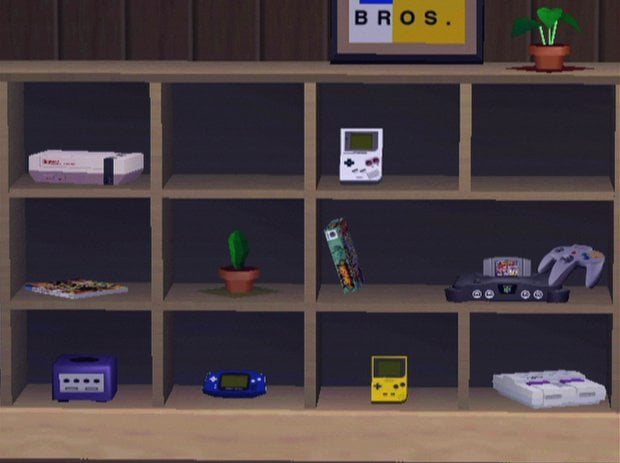 A close-up of the consoles in the American version of the game.