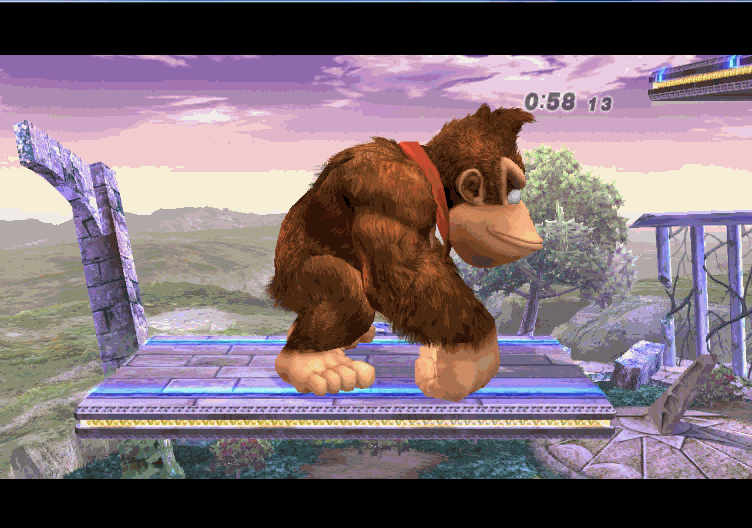 A gif of a grounded Spinning Kong in Brawl.