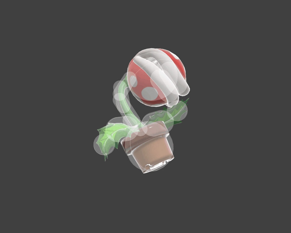 Hitbox visualization for Piranha Plant's up aerial