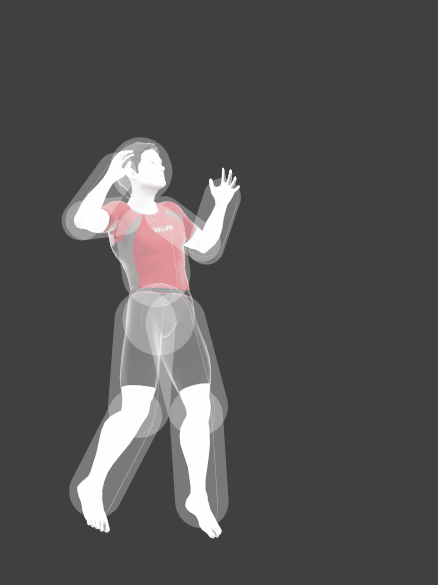 Hitbox visualization of Wii Fit Trainer's Side special, Header.