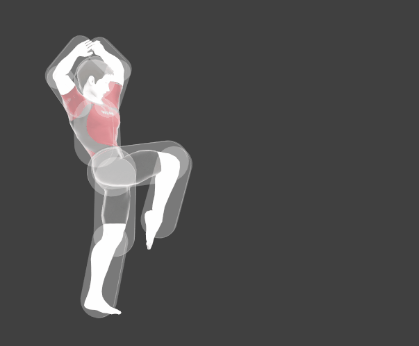 Hitbox visualization of Wii Fit Trainer's Neutral attack 3.
