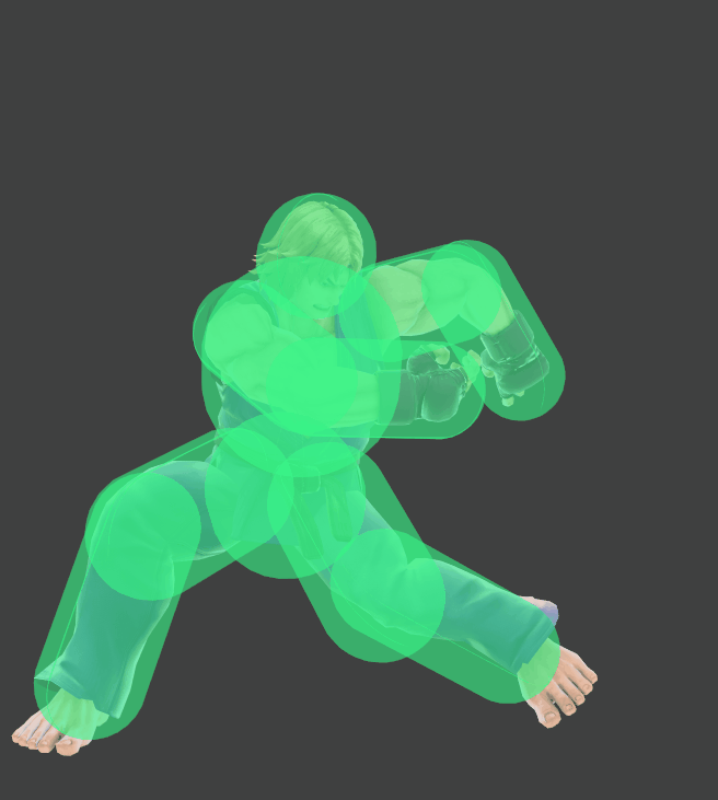 Hitbox visualization for Ken's down throw