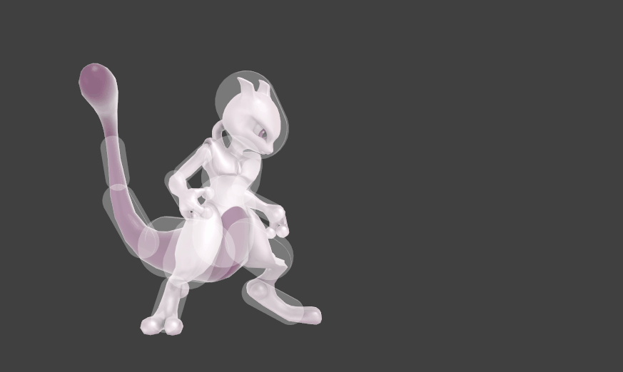 Hitbox visualization for Mewtwo's Confusion