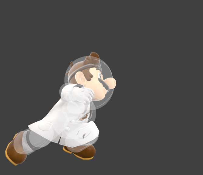 Hitbox visualization for Dr. Mario's jab 3