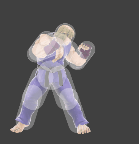 Hitbox visualization for Ken's tapped jab 1