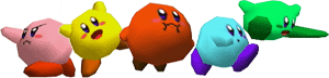 Kirby's colour changes from the original Japanese Super Smash Bros. Dojo website. Original .gif with transparent background.