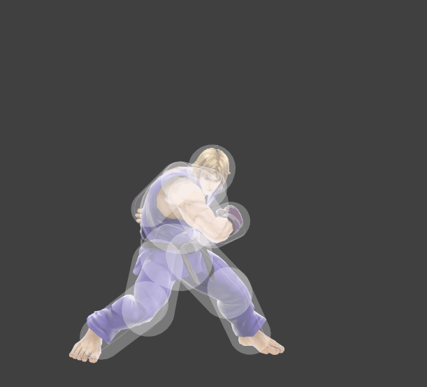 Hitbox visualization for Ken's level 2 Focus Attack