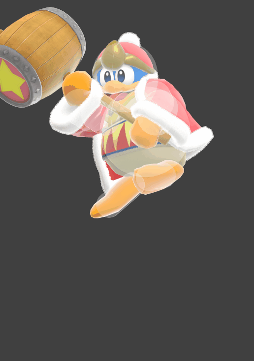 Hitbox visualization for King Dedede's down aerial