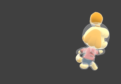 Hitbox visualization for Isabelle's pivot grab