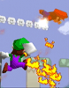 Luigi's Fire Jump Punch in Smash 64.