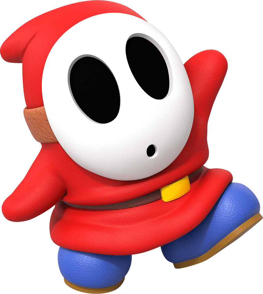 Official artwork of a red Shy Guy from Super Mario Party