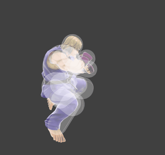 Hitbox visualization for Ken's neutral aerial