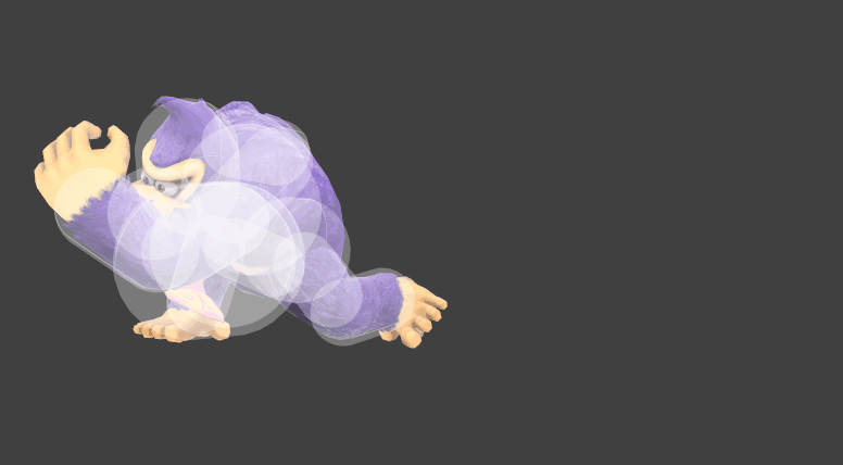Hitbox visualization for Donkey Kong's back aerial