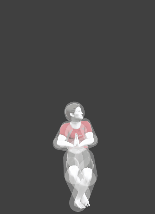 Hitbox visualization of Wii Fit Trainer's Up smash.