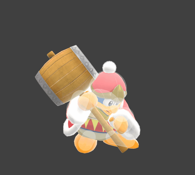 Hitbox visualization for King Dedede's neutral aerial