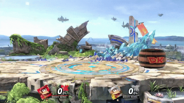 Diddy Kong appearing from a DK Barrel in Ultimate.