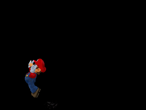 Mario jumping backwards in Melee.