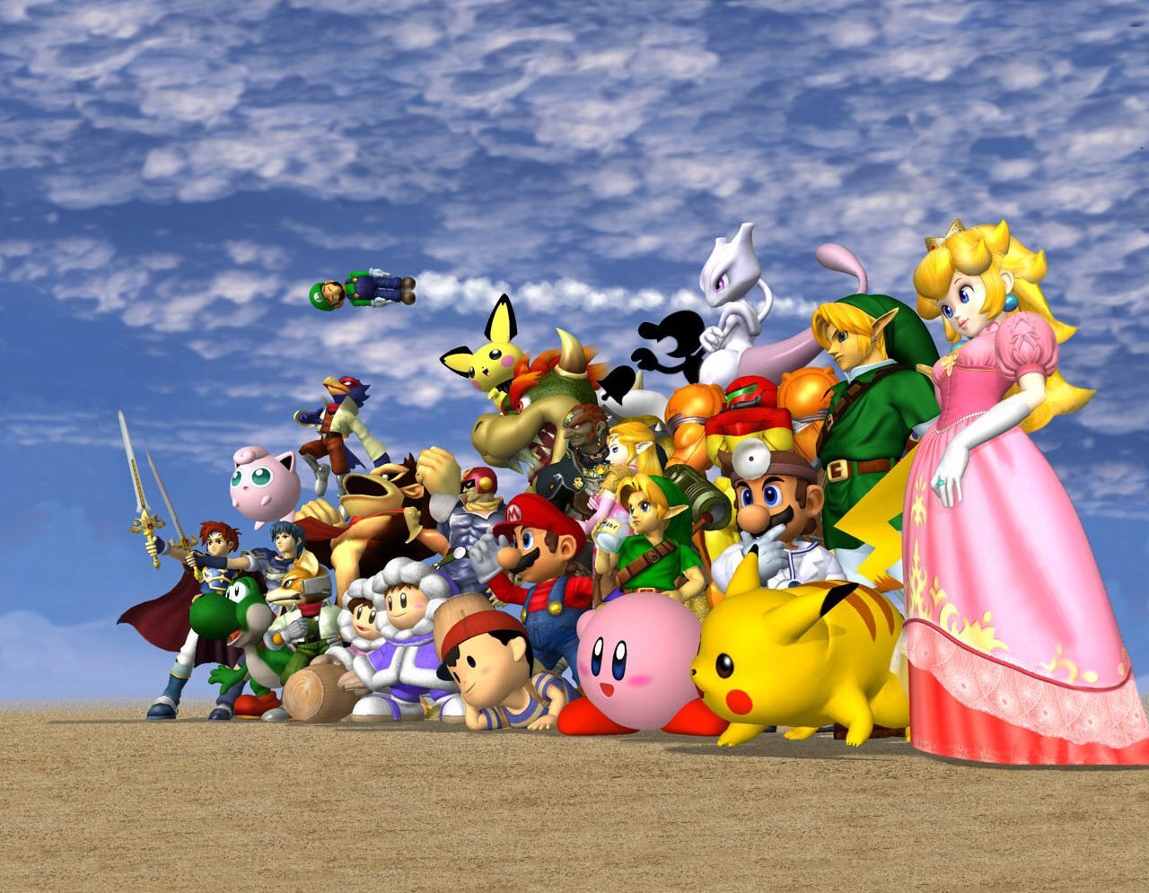 The entire cast of Super Smash Bros. Melee.