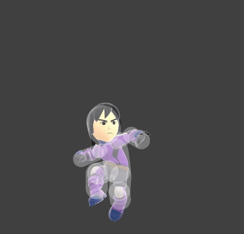 Hitbox visualization for Mii Brawler's up aerial