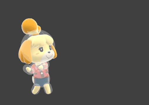 Hitbox visualization for Isabelle's grab