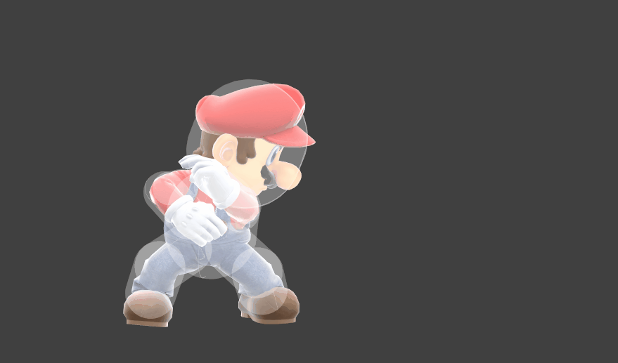 Hitbox visualization for Mario's forward smash