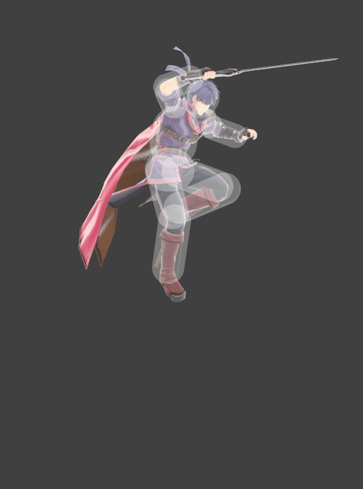 Hitbox visualization for Ike's down aerial