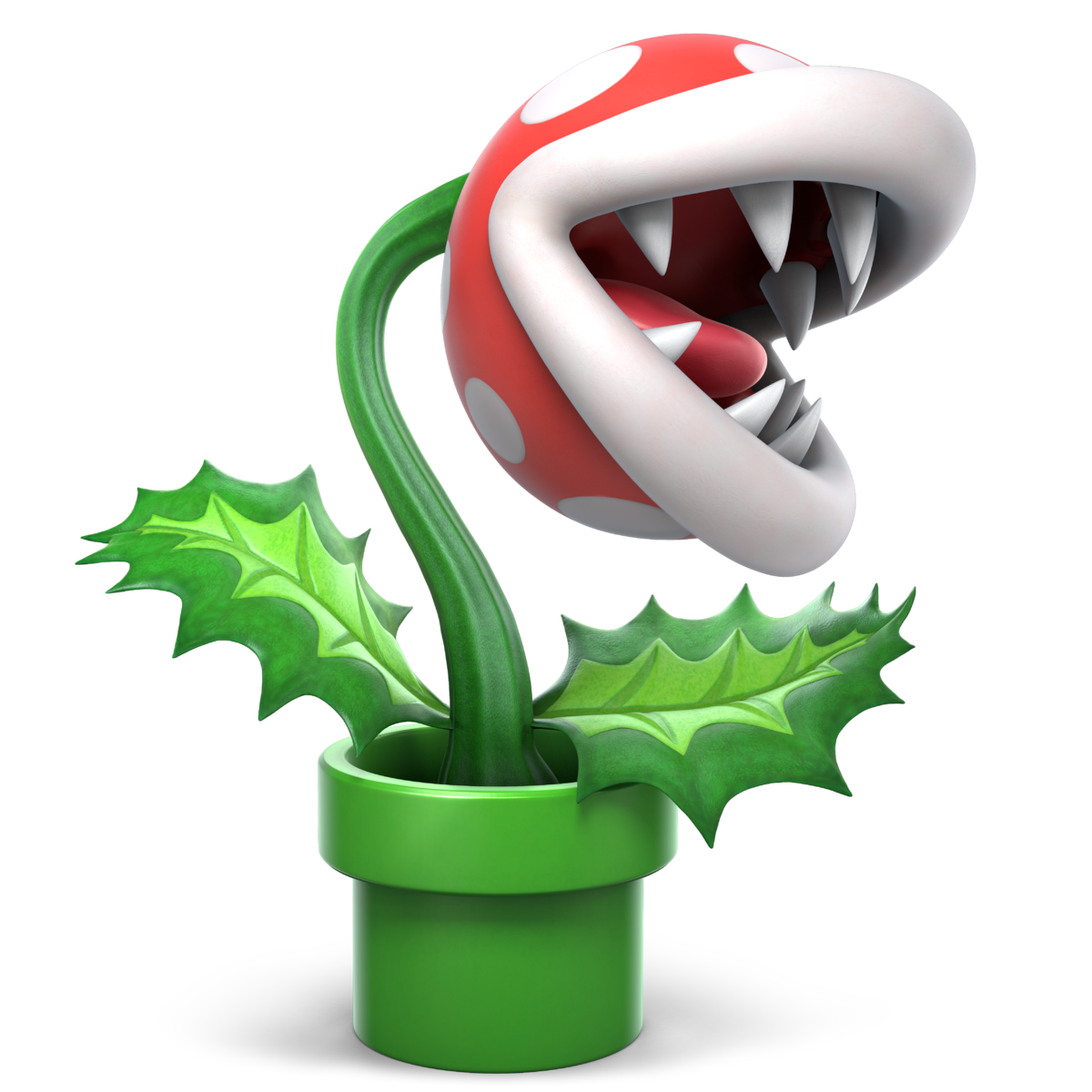 Piranha Plant's unused render of a red plant in a warp pipe.