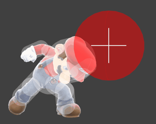 Hitbox visualization for Mario's pummel