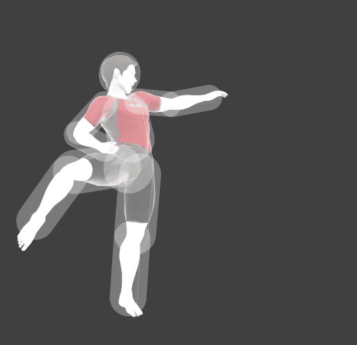 Hitbox visualization of Wii Fit Trainer's Neutral attack 2.