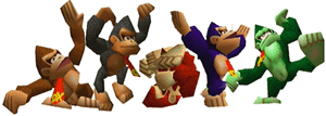 Donkey Kong's colour changes from the original Japanese Super Smash Bros. Dojo website. Original .gif with transparent background.