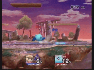 A throw combo with Kirby in Super Smash Bros. Brawl