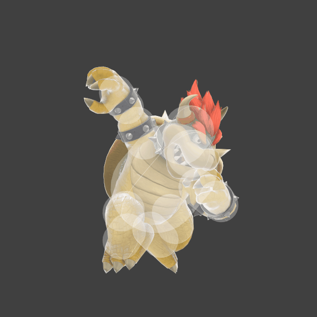 Hitbox visualization for Bowser's neutral aerial