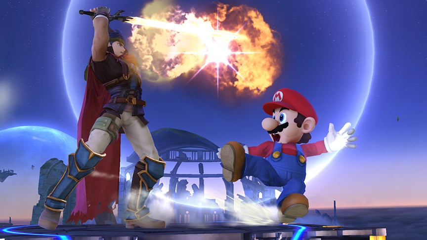 Using Eruption on Mario in a pre-release picture.