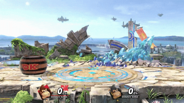 Donkey Kong appearing from a DK Barrel in Ultimate.